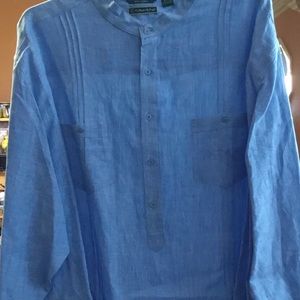 CubaVera blue Big and Tall Linen Shirt